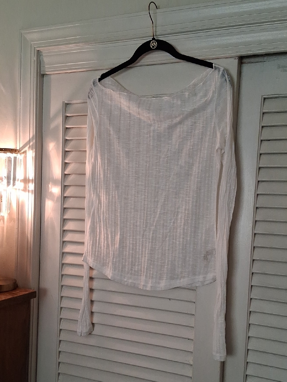 Intimates For Free People Sheer White Long Sleeve Boatneck Top